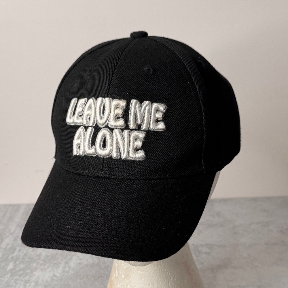 Leave Me Alone Baseball Cap Hat Embroidered Slogan Funny Novelty Black